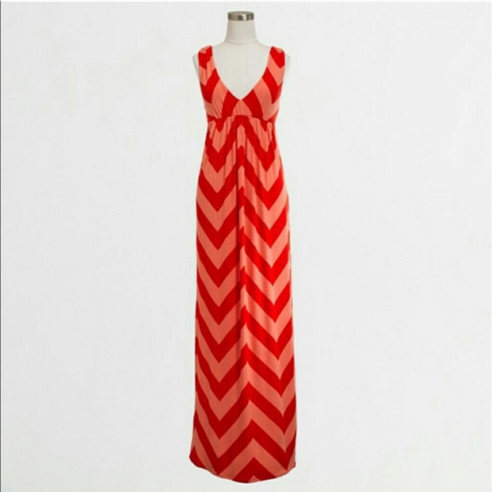J.Crew Coral Chevron Maxi Dress XS